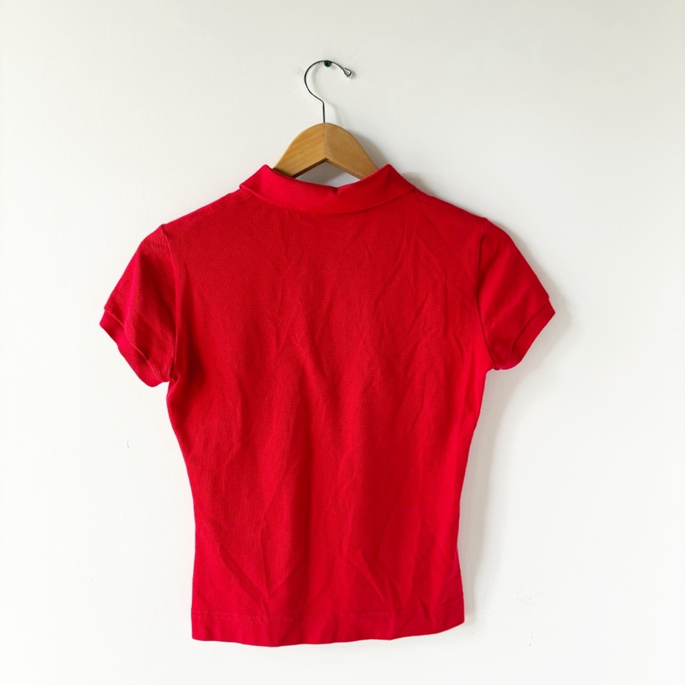 Lacoste Cherry Red Slim Fit Stretch Mini Piqué Polo Shirt 38 M Medium - Picture 2 of 4